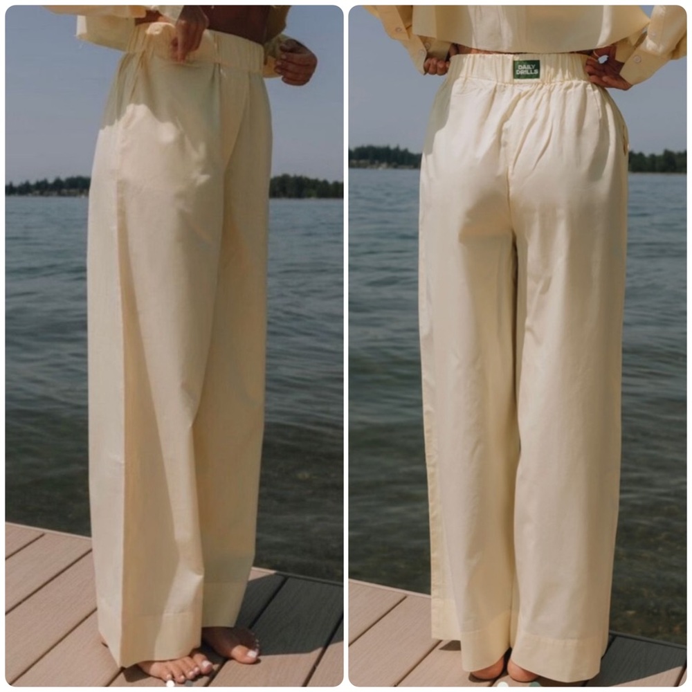 Daily Drills Cream Straight Leg Pants